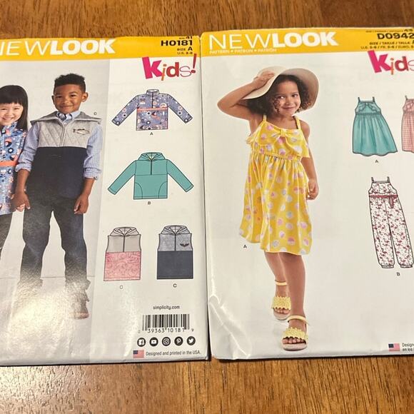 Simplicity Kids New Look Sewing Patterns Uncut, brand new D0942 Size A 3-8 6296 - Picture 1 of 5